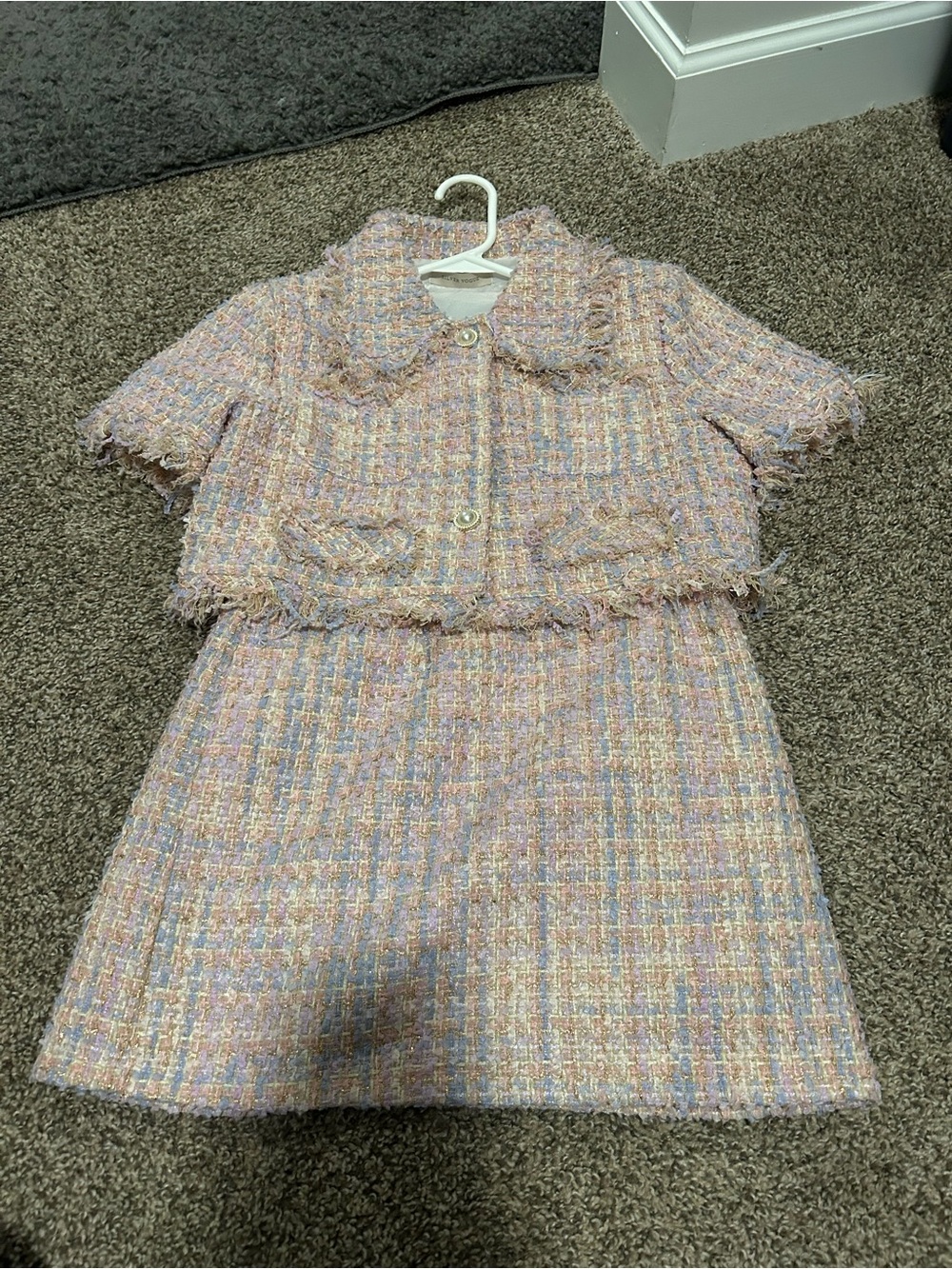Women’s Pastel Tweed Jacket & Skirt Set